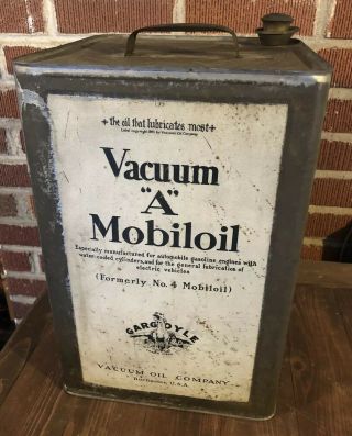 Antique 1905 - 1907 Mobil Oil A Gargoyle Vacuum Motor Oil 5 Gallon Can Scarce