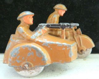 Vintage Barclay Lead Toy Soldier Motorcyclist With Side Car B - 152