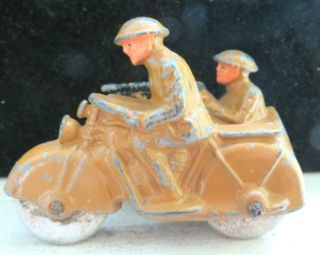 Vintage Barclay Lead Toy Soldier Motorcyclist With Side Car B - 152 2