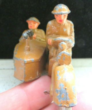 Vintage Barclay Lead Toy Soldier Motorcyclist With Side Car B - 152 3