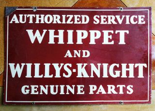 Antique Whippet Willys Knight Service Porcelain Sign Double Sided Large Vintage