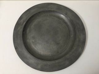 Vintage Large Pure Pewter Platter,  18 " Diameter X 1 " High,  Weight Is 4 Lbs 11 Oz