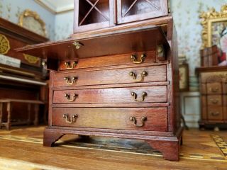 Antique Vintage Dollhouse Miniature Artisan Secretary Desk Cabinet 1:12 7