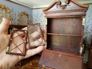 Antique Vintage Dollhouse Miniature Artisan Secretary Desk Cabinet 1:12 8