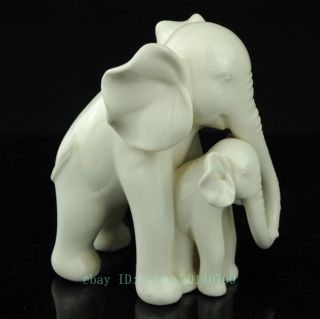Precious Hand Painted Porcelain Mother Elephant and Calf Figurine c01 5
