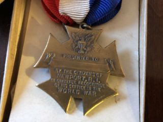 World War 1 Service Medal presented By Newport Rhode Island Citizens 3