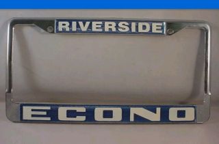 Econo Riverside Ca Volkswagen Dealer Vtg License Plate Frame Old Car Bug Van Bus