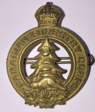 Ww1 Canadian Forestry Corps Regiment Cap Badge Kings Crown - Very Rare