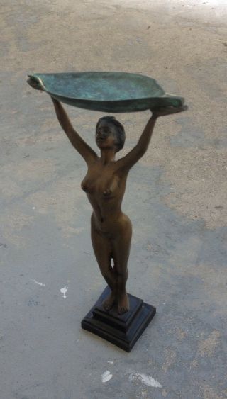 Statue Figurine Vintage Art Deco Nude Girl Bronze Woman 2