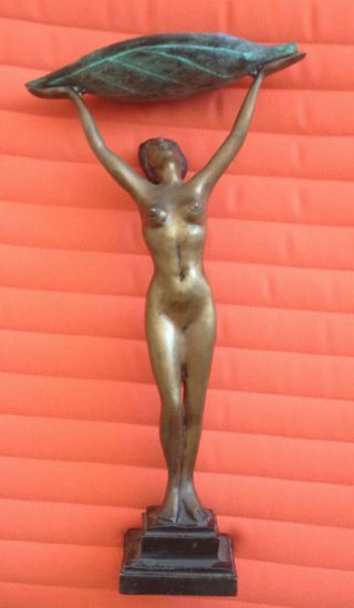 Statue Figurine Vintage Art Deco Nude Girl Bronze Woman 3