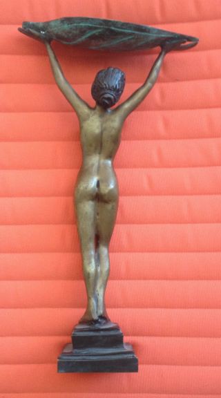 Statue Figurine Vintage Art Deco Nude Girl Bronze Woman 5