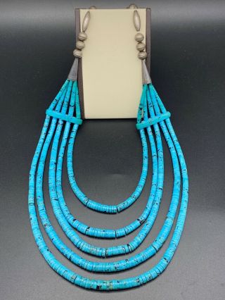 Vintage Sterling Silver & Turquoise Native American Layered Necklace