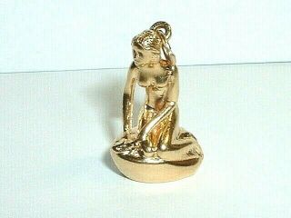 Vintage 14k Yellow Gold 3d Denmark Mermaid Pendant Charm