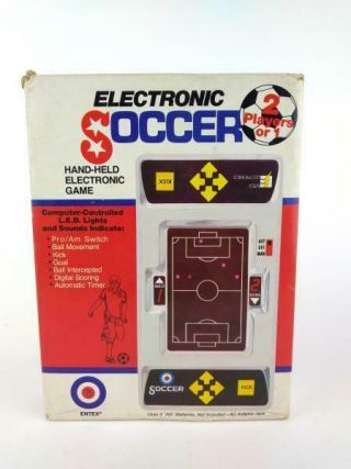 Vtg 1979 Entex Electronic Hand Held Soccer Game W/ Box 1 - 2 Players