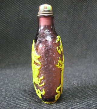 Traditional Chinese Glass Carve Longevity Star Design Snuff Bottle 4