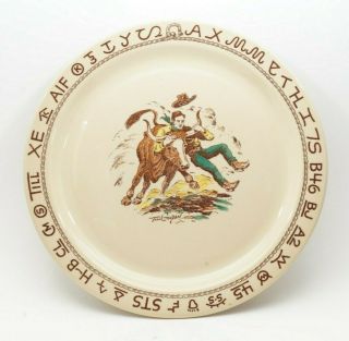 Westward Ho Rodeo 13” Vintage Chop Plate Round Platter Wallace China Till Goodan