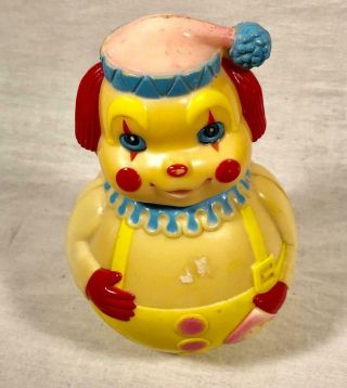 Vintage 1972 Kiddie Prod The First Years Hard Plastic Rolly Polly Jingle Clown