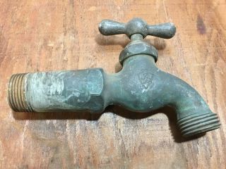 Antique Vintage Brass Garden Hose Water Spigot Faucet Knob Steampunk (1) 2