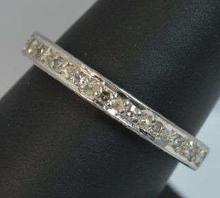 Vintage 18ct White Gold And Diamond Half Eternity Stack Ring F0376