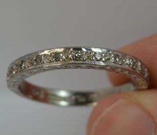 Vintage 18ct White Gold and Diamond Half Eternity Stack Ring f0376 6