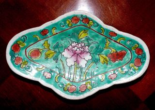 Antique Chinese Qing Famille Rose Hand Painted Enamel Jingdezhen Footed Dish