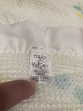 Vintage Baby Morgan Blanket Satin Trim Waffle Weave Balloon 40 