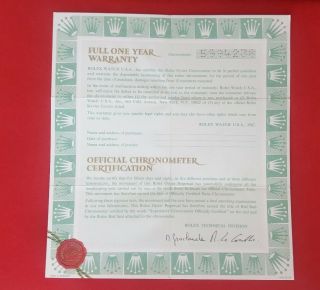 Rolex Open 1970s Guarantee Certificate 1978 5 Million Serial Vintage