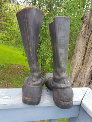 Vintage 1930 ' s Early 40 ' s Leather Motorcycle Dirt Track Racing Boots 15 