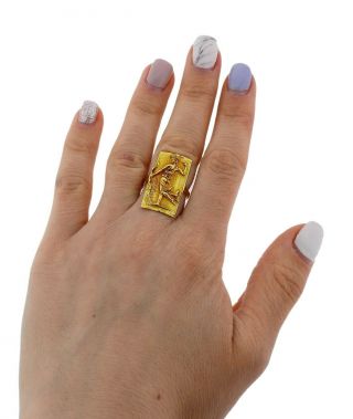 Designer Signed Italian 18k Gold Ring 4