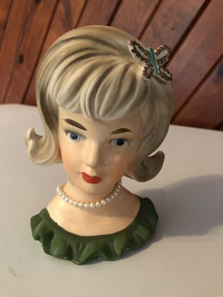 Vintage Parma Lady Head Vase A - 172 Necklace Butterfly Hair Clip