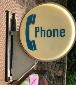 Vintage Phone Sign - Dual - Side Illuminated 24 " Diameter Mounted Sign