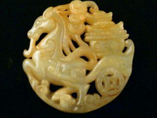 Great Chinese Nephrite Jade Wealth Horse 2faces Pendant Y103