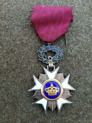 Ww1 Vintage Belgian Order Of The Crown Belgium Medal Award Cross