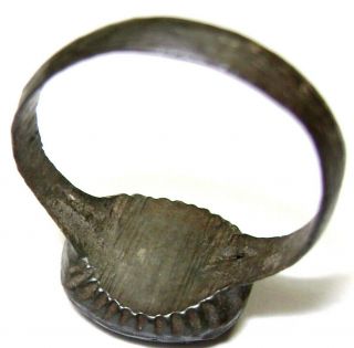 Ancient Medieval bronze finger ring seal with stone.  (GEM) 7