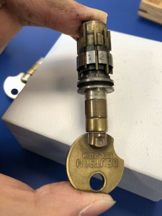 Rare Antique NIX PIX Brass High Security Padlock Two Operating & Withdrawal Keys 11