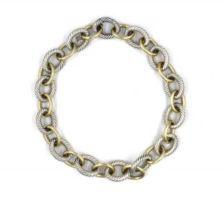 Designer David Yurman Extra Large Oval Link Necklace 18k Gold Sterling Silver