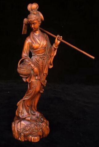 Collectable Handwork Boxwood Carve Ancient Classical Belle Elegant Royal Statue