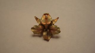 Fabulous Art Nouveau 14k Gold Enamel Guilloche Pearl Orchid Flower Brooch Pin