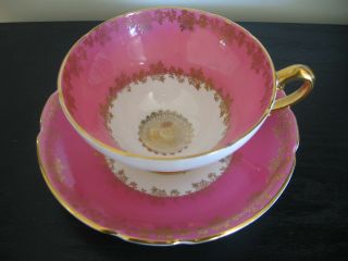 Stanley Hot Pink Gold Snowflake Chintz Teacup And Saucer