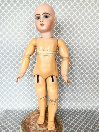 Antique Jumeau Tete French Bebe Bisque Doll Silk Dress Wig Blue Eyes 7