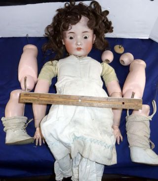Rare Antique 30 " Bruno Schmidt German Bisque Doll Marked 136