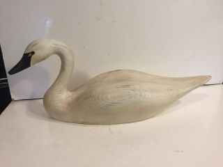 Hand Carved Wooden Whistling Swan - 1988 Ed Green