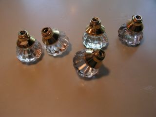 Glass And Brass Door Knobs Five In A Set