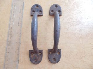 Antique 7 Inch Cast Iron Door/cupboard Handles X 2.