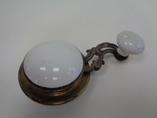 Antique/victorian Servants Bell Pull Ceramic & Brass Doorbell