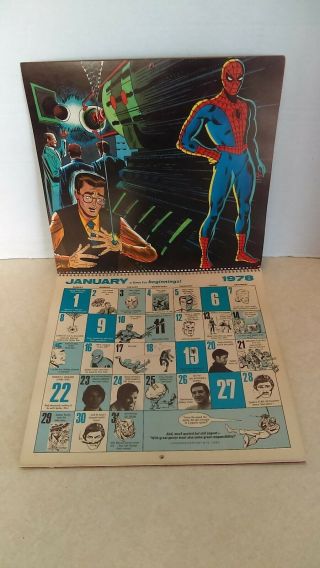 Vintage 1978 The Spider - Man Mighty Marvel Comics Calendar 3