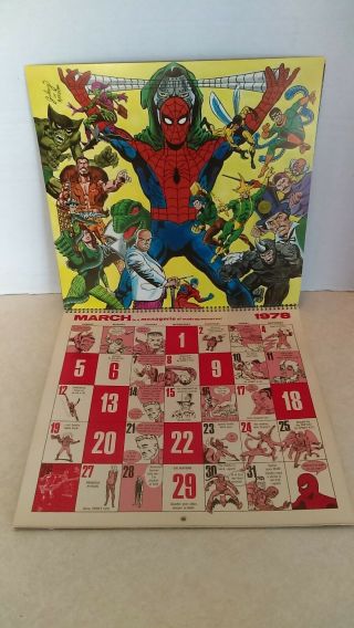 Vintage 1978 The Spider - Man Mighty Marvel Comics Calendar 5