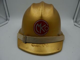Morrison Knudsen Gold Hard Hat Helmet Hard - Boiled Vintage