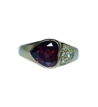Designer H.  Stern Garnet Diamond 18k Gold Heart Ring