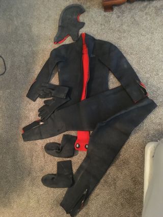 Mens Large Size - Vintage Parkway 5pc Sharkskin Wetsuit,  Neoprene Rubber Scuba Suit